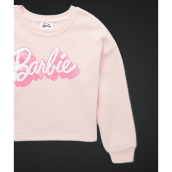 Girls Pink Barbie Logo Sweatshirt with Long Sleeves Size Large - Picture 3 of 7